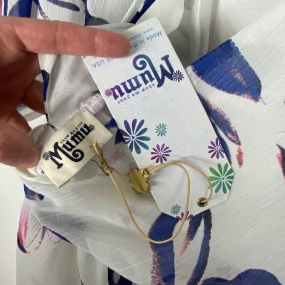 NWT Show Me Your Mumu Floral Mini Dress Bohemian White Pink Blue New Tags Boho M - Picture 3 of 7